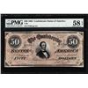Image 1 : 1864 $50 Confederate States of America Note T-66 PMG About Uncirculated 58EPQ