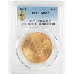 1894 $20 Liberty Head Double Eagle Gold Coin PCGS MS62