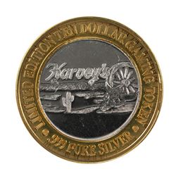 .999 Fine Silver Harveys Resort Lake Tahoe, Nevada $10 Limited Edition Gaming Token