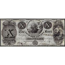 1837 $10 Jackson County Bank Jacksonburgh, MI Obsolete Note