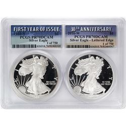 1986-S & 2016-W $1 Proof American Silver Eagle Coin Set PCGS PR70DCAM