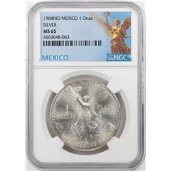 1984Mo Mexico 1 Onza Libertad Silver Coin NGC MS65