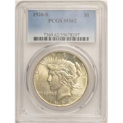 1926-S $1 Peace Silver Dollar Coin PCGS MS62
