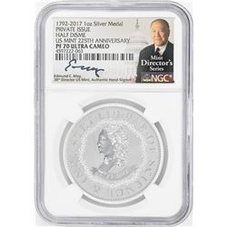 1792-2017 Half Disme 1 oz. Silver Medal NGC PF70 W/Edmund C. Moy Signature