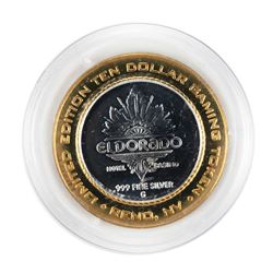 .999 Silver Eldorado Hotel and Casino $10 Casino Gaming Token Limited Edition