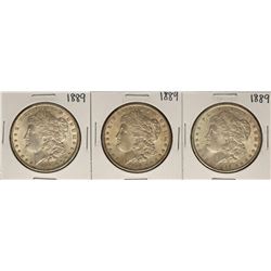 Lot of (3) 1889 $1 Morgan Silver Dollar Coins