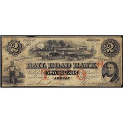 1853 $2 Railroad Bank Adrian, Michigan Obsolete Note