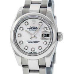 Rolex Ladies Stainless Steel MOP Diamond Quickset Datejust Wristwatch With Rolex Box