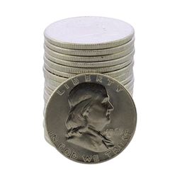 Roll of (20) Brilliant Uncirculated 1963 Franklin Half Dollar Coins