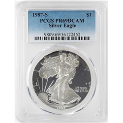 1987-S $1 Proof American Silver Eagle Coin PCGS PR69DCAM