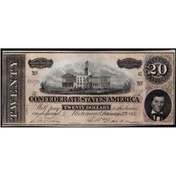 1864 $20 Confederate States of America Note