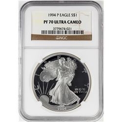 1994-P $1 Proof American Silver Eagle Coin NGC PF70 Ultra Cameo