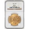 Image 1 : 1876 $20 Liberty Head Double Eagle Gold Coin NGC MS61