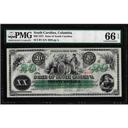 1872 $20 State of South Carolina Revenue Bond Obsolete Note PMG Gem Uncirculated 66EPQ
