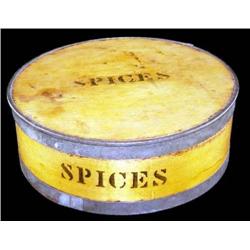 8 Spice Boxes, Wood with Tin 