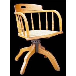 Office Chair, Oak, Wicker Seat
