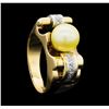 Image 4 : 0.10 ctw Diamond and Pearl Ring - 14KT Yellow and White Gold