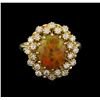 Image 2 : 2.20 ctw Opal and Diamond Ring - 14KT Yellow Gold