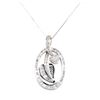 Image 1 : 1.50 ctw Diamond Oval Floral Motif Pendant with Chain - 14KT White Gold