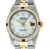 Image 1 : Rolex Mens 2 Tone 14K Mother Of Pearl Diamond & Ruby 36MM Datejust Wristwatch