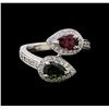 Image 2 : 1.22 ctw Tourmaline and Diamond Ring - 14KT White Gold