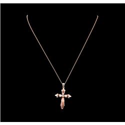 0.18 ctw Diamond Cross Pendant With Chain - 14KT Rose Gold