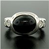 Image 5 : 18K White Gold Oval Bezel Set Black Onyx Burnish Set Diamond Bubble Ring