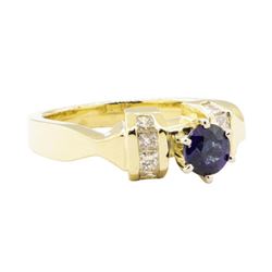 1.18 ctw Blue Sapphire and Diamond Ring - 14KT Yellow Gold