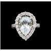 Image 2 : 4.65 ctw Aquamarine and Diamond Ring - 14KT White Gold