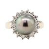 Image 2 : 0.92 ctw Diamond and Pearl Ring - 18KT Yellow Gold