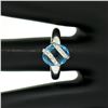 Image 5 : 14K White Gold 3.57 ctw Pave Diamond & Caged Checkerboard Oval Blue Topaz Ring