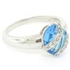 Image 7 : 14K White Gold 3.57 ctw Pave Diamond & Caged Checkerboard Oval Blue Topaz Ring