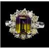 Image 2 : 2.50 ctw Ametrine Quartz and Diamond Ring - 14KT White Gold