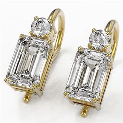 1.25 ctw Emerald Cut Diamond Designer Earrings 18K Yellow Gold