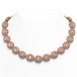 93.04 ctw Morganite & Diamond Victorian Necklace 14K Rose Gold