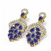 Image 3 : 13.02 ctw Sapphire & Diamond Earrings 18K Yellow Gold