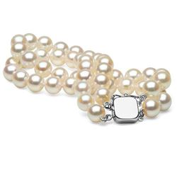 Double Strand White Akoya Pearl Bracelet, 7.0-7.5mm