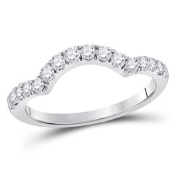 14kt White Gold Round Diamond Wrap Ring Guard Enhancer 1/2 Cttw