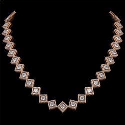 26.88 ctw Princess Cut Diamond Micro Pave Necklace 18K Rose Gold