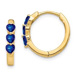14k Yellow Gold w/ Created Sapphire Hoop Earrings - 51 mm