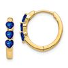 Image 1 : 14k Yellow Gold w/ Created Sapphire Hoop Earrings - 51 mm