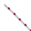 Image 1 : 14K White Gold Diamond Composite Ruby Gemstone Bracelet - 7 in.