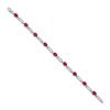 Image 2 : 14K White Gold Diamond Composite Ruby Gemstone Bracelet - 7 in.