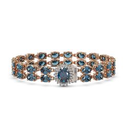 17.78 ctw London Topaz & Diamond Bracelet 14K Rose Gold