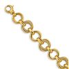 Image 1 : 14k Yellow Gold Textured Hoop Fancy Link Bracelet - 7.5 in.