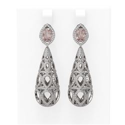 6.72 ctw Morganite & Diamond Earrings 18K White Gold