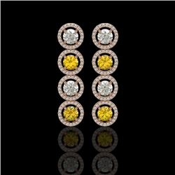 5.50 ctw Canary & Diamond Micro Pave Earrings 18K Rose Gold