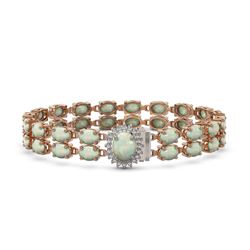 17.42 ctw Opal & Diamond Bracelet 14K Rose Gold