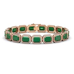 26.21 ctw Emerald & Diamond Micro Pave Halo Bracelet 10k Rose Gold