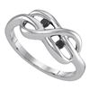Image 1 : Sterling Silver Black Color Enhanced Diamond Infinity Weave Woven Ring 1/12 Cttw